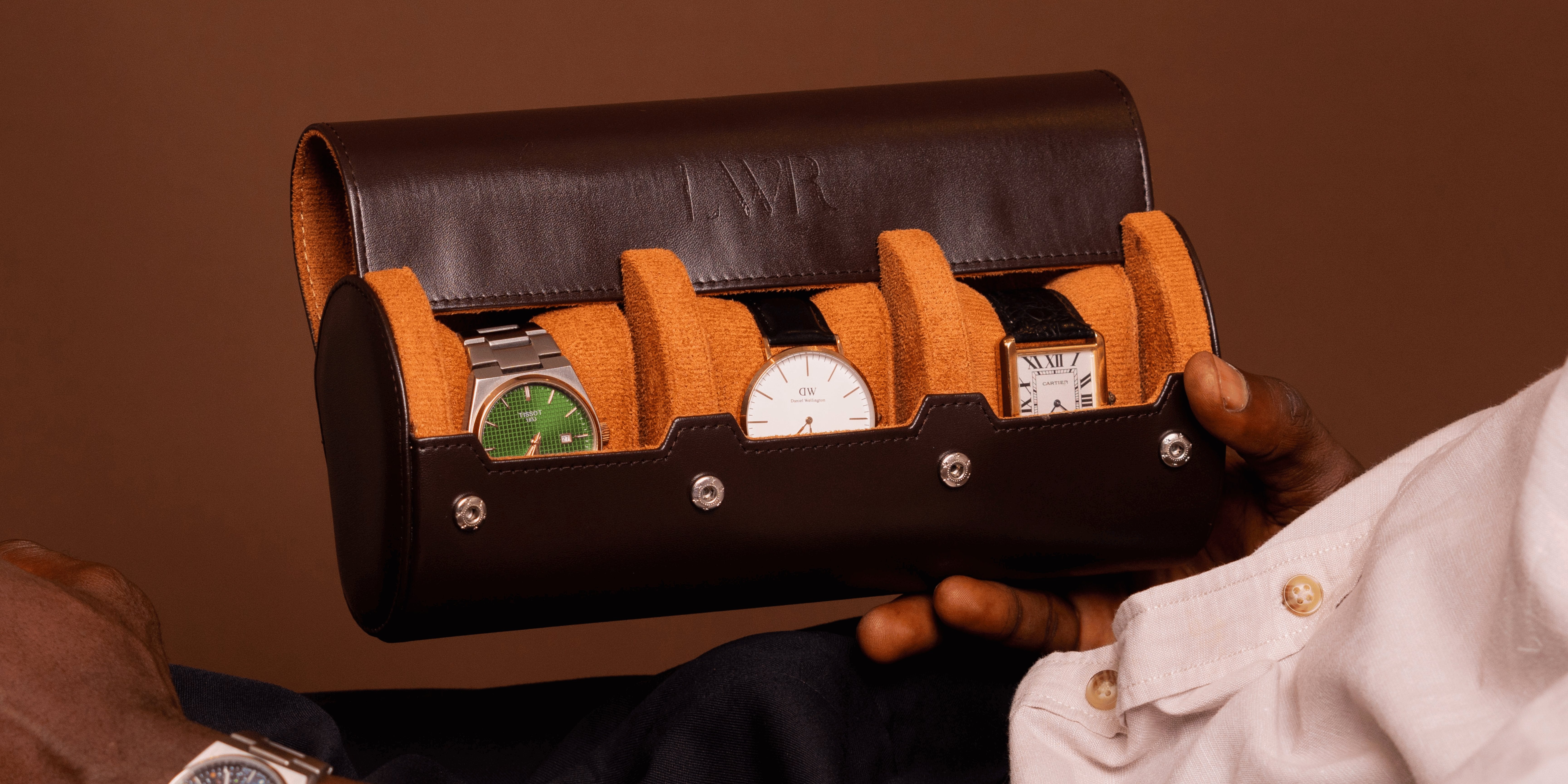 Leather Watch Roll - 4 Slots Luxury Watch Travel Case - Free Monogram –  Luke Case